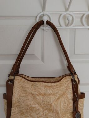Women’s Tan Braided-Handle Shoulder Bag